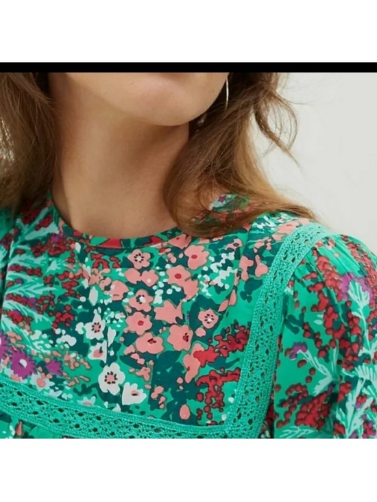 In 🔜 Banjanan Cassandra Green Multicolor Floral Long-Sleeve Blouse M - Picture 4 of 4
